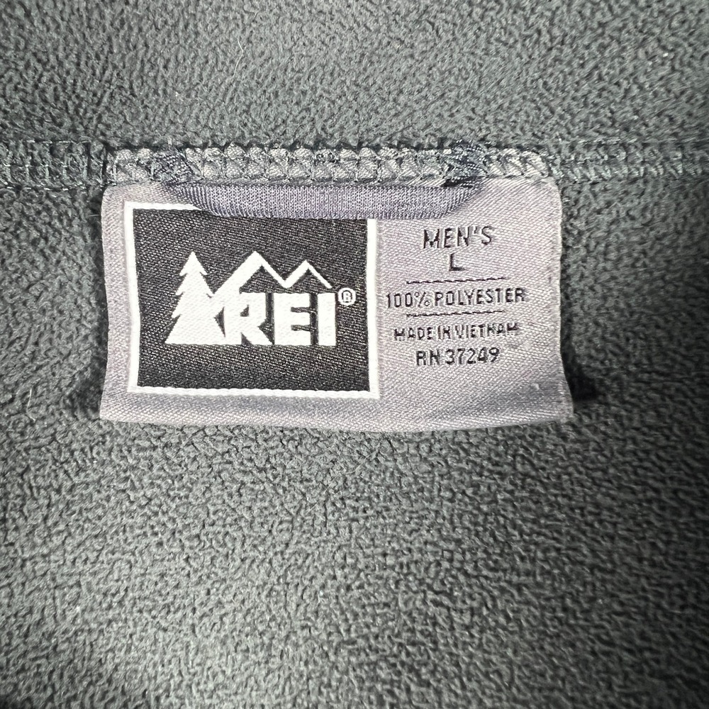 REI Full Zip Fleece Jacket Mens Large Black Long Sleeve Mock Neck Pockets - Picture 9 of 14